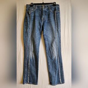 7 For All Mankind Jeans Women's 29 (31x26.5) Edie Crop Mid-Rise Frayed Seam